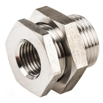 Legris Stainless Steel Pipe Fitting, Straight Hexagon Bulkhead Adapter, Female G 1/4in - 1817 00 13 product image