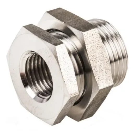 Legris Stainless Steel Pipe Fitting, Straight Hexagon Bulkhead Adapter, Female G 1/4in - 1817 00 13 product image