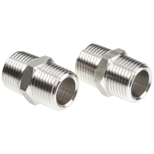 Legris Stainless Steel Pipe Fitting, Straight Hexagon Coupler, Male R 1/2in x Male R 1/2in - 1821 21 21 product image