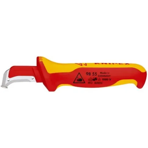 Knipex Stripping Knives with guide shoe insulating multi-component handle, VDE/1000V, 180 mm Overall, 38 mm Blade, - 98 55 SB product image