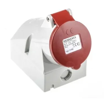 MENNEKES IP44 Red Wall Mount Right Angle Socket, Rated At 16A, 415 V - 111 product image