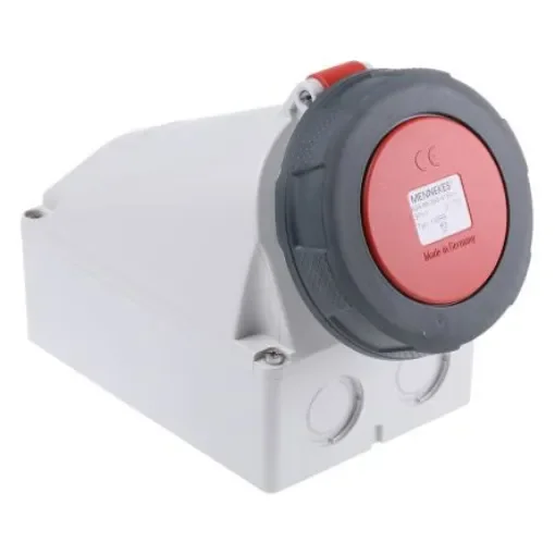 MENNEKES IP67 Red Wall Mount 4P Right Angle Socket, Rated At 63A, 415 V - 132 product image