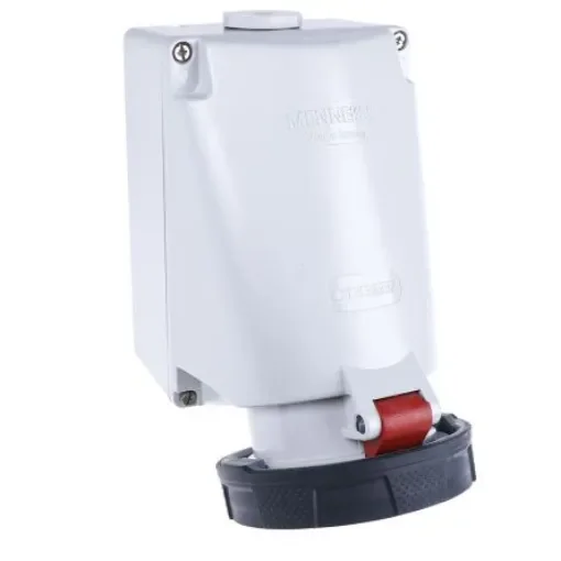 MENNEKES IP67 Red Wall Mount 5P Right Angle Socket, Rated At 63A, 415 V - 136 product image
