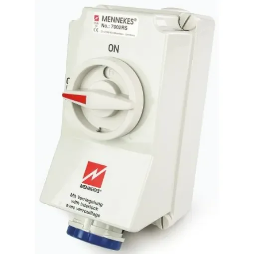 MENNEKES Switchable IP67 Industrial Interlock Socket 2P+E, 63A, 230 V - 5911A product image