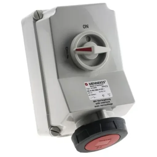 MENNEKES Switchable IP67 Industrial Interlock Socket 3P+E, Earthing Position 6h, 63A, 400 V - 5110A product image