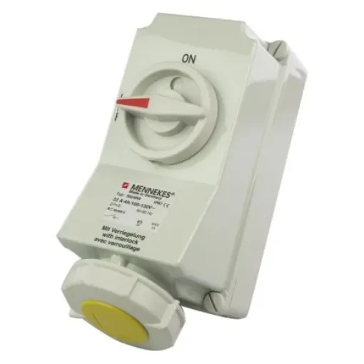 MENNEKES Switchable IP67 Industrial Interlock Socket 2P+E, 32A, 110 V - 5924A product image