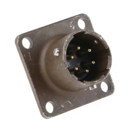 ITT Cannon, KPT, Copper Alloy 6 Way Box Mount MIL Spec Circular Connector Receptacle, Pin Contacts,Shell Size 10, - KPT02E10-6P product image