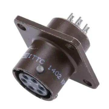 ITT Cannon, KPT, Copper Alloy 6 Way Box Mount MIL Spec Circular Connector Receptacle, Socket Contacts,Shell Size 10, - KPT02E10-6S product image