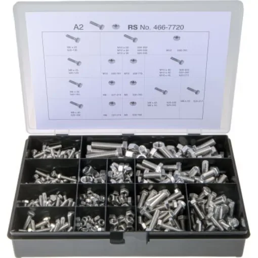 RS PRO Stainless Steel 624 Piece Hex Drive Screw/Bolt & Nut Kit - 4667720 product image