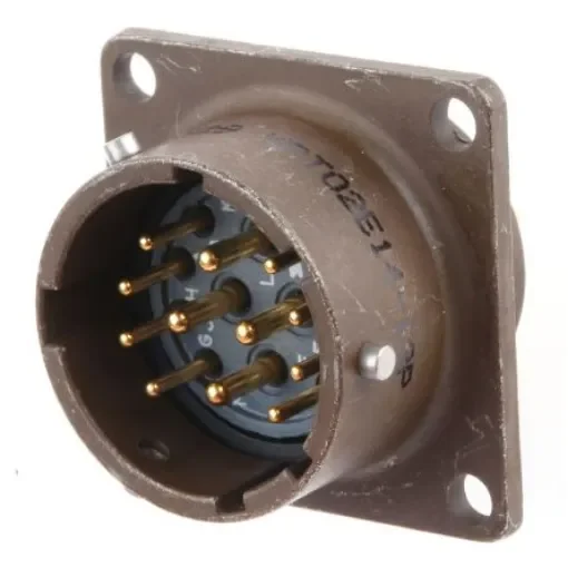 ITT Cannon, KPT, Copper Alloy 12 Way Box Mount MIL Spec Circular Connector Receptacle, Pin Contacts,Shell Size 14, - KPT02E14-12P product image