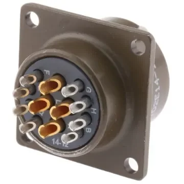 ITT Cannon, KPT, Copper Alloy 12 Way Box Mount MIL Spec Circular Connector Receptacle, Socket Contacts,Shell Size 14, - KPT02E14-12S product image
