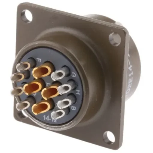 ITT Cannon, KPT, Copper Alloy 12 Way Box Mount MIL Spec Circular Connector Receptacle, Socket Contacts,Shell Size 14, - KPT02E14-12S product image