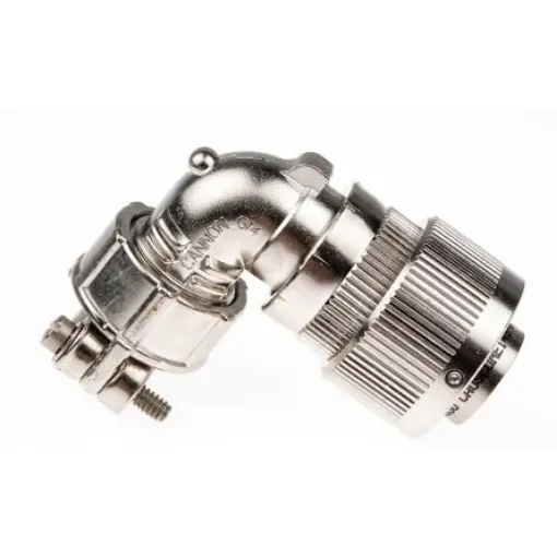 ITT Cannon, CA-COM, Copper Alloy Right Angle 6 Way Cable Mount MIL Spec Circular Connector Plug, Pin Contacts,Shell - CA08COM-E14S-6P-B product image
