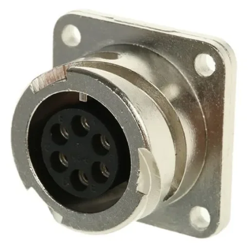 ITT Cannon, CA-COM, Copper Alloy 6 Way Box Mount MIL Spec Circular Connector Receptacle, Socket Contacts,Shell Size - CA02COM-E14S-6S-B product image