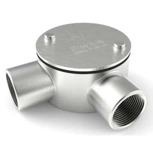 RS PRO Angle Box, Conduit Fitting, 20mm Nominal Size, 1.5mm, 316 Stainless Steel, Silver IP67 rating - 4711265 product image