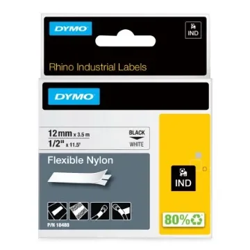 Dymo Black on White Label Printer Tape, 3.5 m Length, 12 mm Width - SD18488 product image