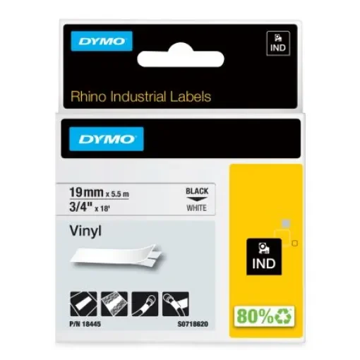Dymo Black on White Label Printer Tape, 5.5 m Length, 19 mm Width - 18445 product image