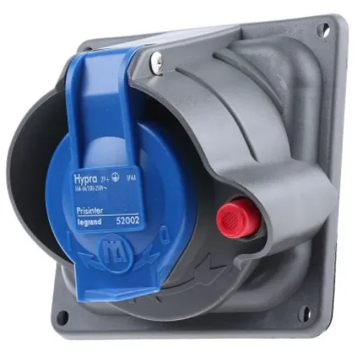 Legrand, HYPRA IP44, IP45 Blue Panel Mount 2P + E Right Angle Industrial Power Socket, Rated At 16A, 230 V - 0 520 02 product image