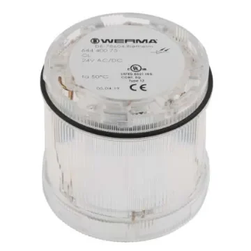 Werma 644 Series Clear Steady Effect Beacon Unit, 24 V dc, LED Bulb, AC, DC, IP65 - 644.400.75 product image