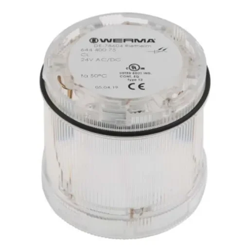 Werma 644 Series Clear Steady Effect Beacon Unit, 24 V dc, LED Bulb, AC, DC, IP65 - 644.400.75 product image