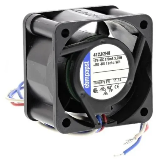 ebm-papst 400 Series Axial Fan, 12 V dc, DC Operation, 24m³/h, 3.3W, 40 x 40 x 25mm - 412J/2HH product image