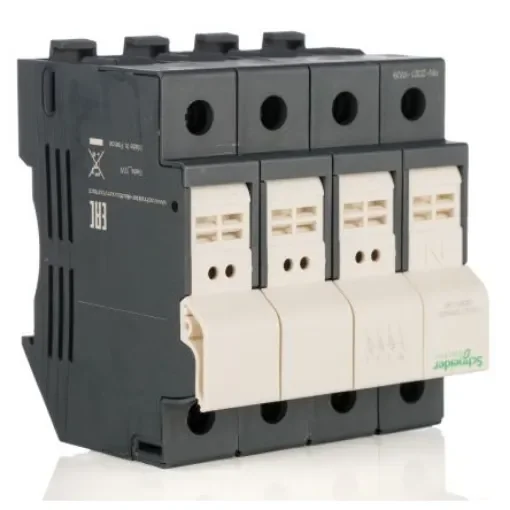 Schneider Electric 25A Rail Mount Fuse Holder for 8 x 31mm Fuse, 3P+N, 500V ac - DF83N product image