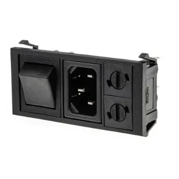 Bulgin C14 Snap-In IEC Connector Male, 10A, 250 V, Fuse Size 5 x 20mm - BZV03/Z0000/05 product image