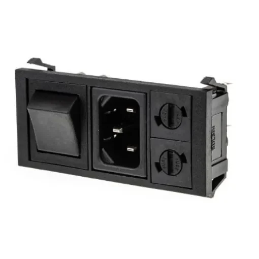 Bulgin C14 Snap-In IEC Connector Male, 10A, 250 V, Fuse Size 5 x 20mm - BZV03/Z0000/05 product image