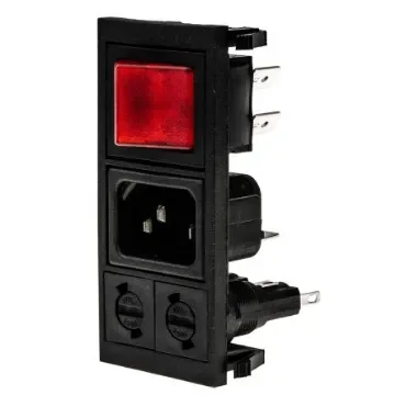 Bulgin C14 Snap-In IEC Connector Male, 10A, 250 V, Fuse Size 5 x 20mm - BZV03/Z0000/06 product image