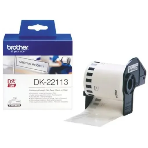 Brother Transparent Black Print Label Roll, 62mm Width, 1 Roll Qty - DK22113 product image