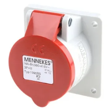 MENNEKES IP44 Red Panel Mount 4P Industrial Power Socket, Rated At 16A, 400 V - 1390 product image
