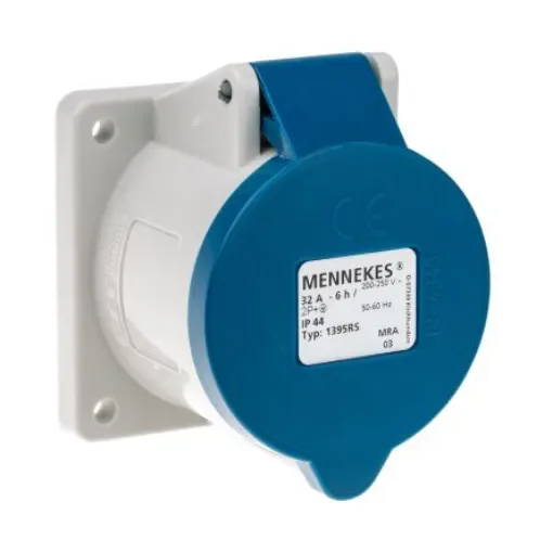 MENNEKES IP44 Blue Panel Mount 3P Industrial Power Socket, Rated At 32A, 230 V - 1395 product image