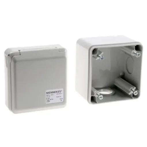 MENNEKES IP44 Grey Wall Mount 3P Socket, Rated At 16A, 230 V - 4102 product image