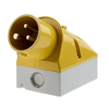 MENNEKES IP44 Yellow Wall Mount 3P 25 ° Industrial Power Plug, Rated At 16A, 110 V - 331 product image