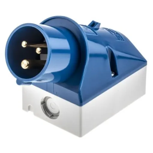 MENNEKES IP44 Blue Wall Mount 3P 25 ° Industrial Power Plug, Rated At 16A, 230 V - 332 product image