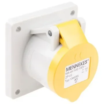MENNEKES IP44 Yellow Panel Mount 3P Industrial Power Socket, Rated At 16A, 110 V - 1365 product image