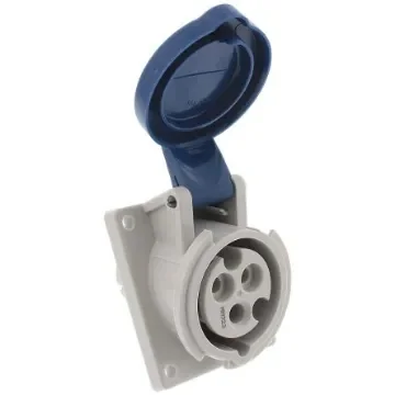 MENNEKES IP44 Blue Panel Mount 3P Angled Industrial Power Socket, Rated At 16A, 230 V - 1463 product image