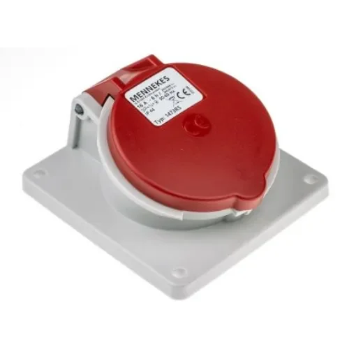 MENNEKES IP44 Red Panel Mount 3P + N + E Angled Industrial Power Socket, Rated At 16A, 400 V - 1473 product image