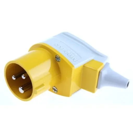 MENNEKES IP44 Yellow Cable Mount 3P Industrial Power Plug, Rated At 16A, 110 V - 1410 product image