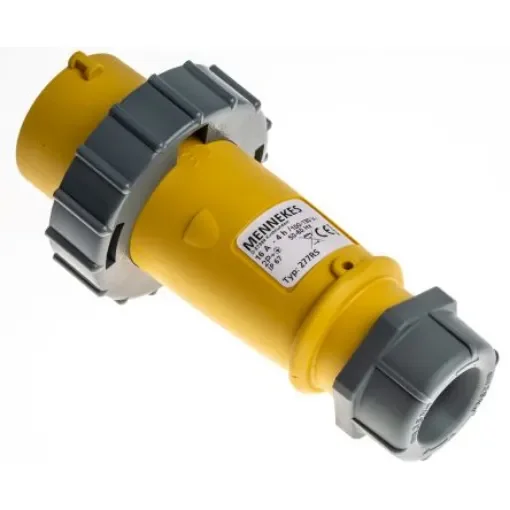 MENNEKES, AM-TOP IP67 Yellow Cable Mount 3P Industrial Power Plug, Rated At 16A, 110 V - 277RS product image