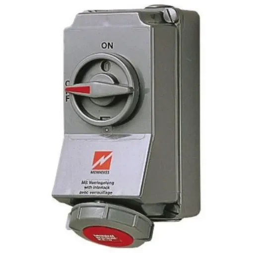 MENNEKES Right Angle Switchable IP67 Industrial Interlock Socket 3PN+E, Earthing Position 6h, 16A, 400 V - 7285 product image