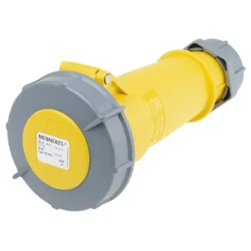 MENNEKES, AM-TOP IP67 Yellow Cable Mount 3P Industrial Power Socket, Rated At 32A, 110 V - 551RS product image