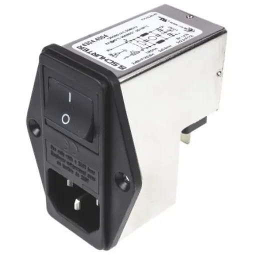 Schurter 6A, 250 V ac Male Panel Mount Filtered IEC Connector 2 Pole 4304.4004 1 Fuse product image