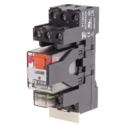 TE Connectivity DIN Rail Power Relay, 24V ac Coil, 10A Switching Current, 3PDT - PT3S7RC4 9-1415074-1 product image