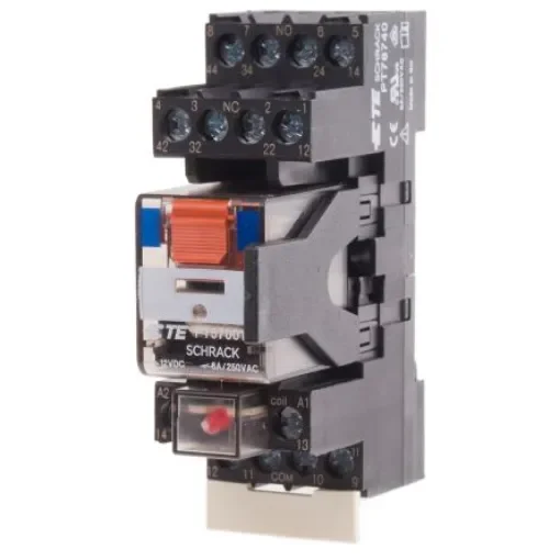TE Connectivity DIN Rail Power Relay, 12V dc Coil, 6A Switching Current, 4PDT - PT5S7LB2 9-1415075-1 product image