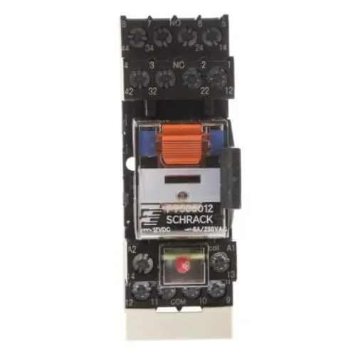 TE Connectivity DIN Rail Power Relay, 12V dc Coil, 6A Switching Current, 4PDT - PT5S8LB2 5-1415075-1 product image