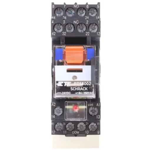 TE Connectivity DIN Rail Power Relay, 24V dc Coil, 6A Switching Current, 4PDT - PT5S8LC4 6-1415075-1 product image