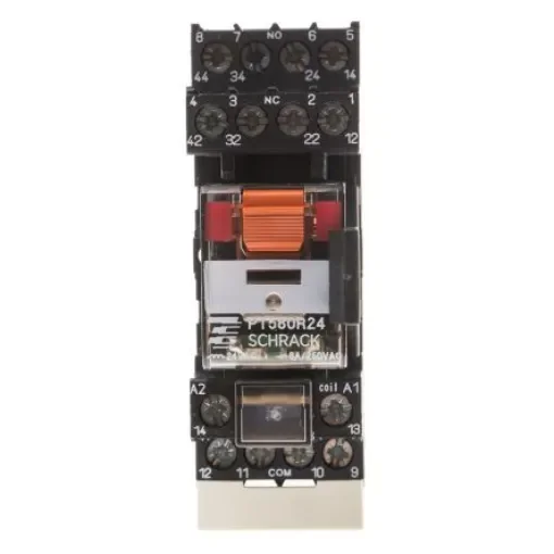 TE Connectivity DIN Rail Power Relay, 24V ac Coil, 6A Switching Current, 4PDT - PT5S8RC4 3-1415075-1 product image
