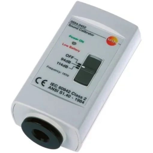 Testo 0554 0452 Sound Level Calibrator, ±0.5 dB Accuracy, 94 dB, 114 dB Output, 1/2 in, 1 in Microphone product image