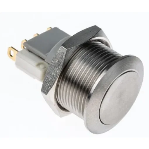 APEM Push Button Switch, Momentary, Panel Mount, 19.2mm Cutout, SPDT, 125/250V ac, IP65 - AV19LP407 product image
